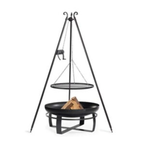 Cook King âVIKINGâ 80 cm havebålfad med 180 cm trefod, hejs og grillrist